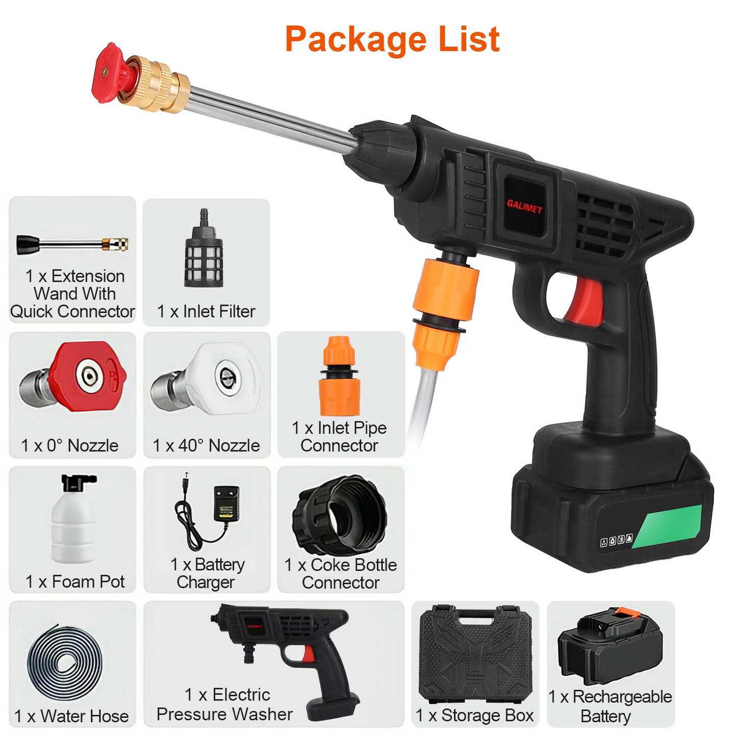Portable Cordless High-Pressure Washer 48V, 550W, 25 Bar
