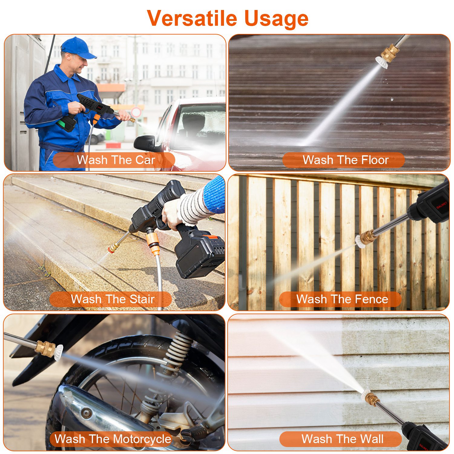 Portable Cordless High-Pressure Washer 48V, 550W, 25 Bar